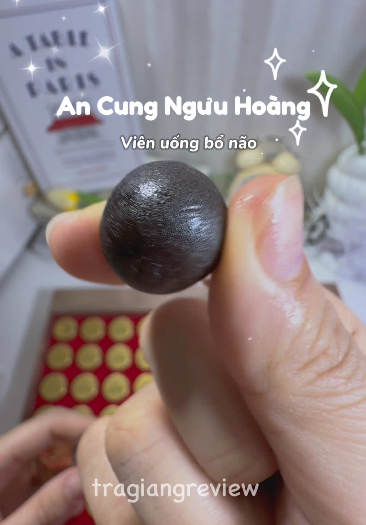 An cung ngưu hoàng viên uống bổ não mn có thể mua là quà tặng người thân nhé #tragiangreview #xuhuong #ancungnguuhoanhoan #vienbonao #unboxing #review #suckhoe 