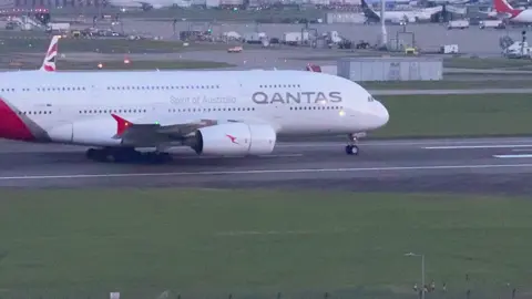 Qantas Airbus 380 taken off london heathrow #planespotter #aviation #airbus 