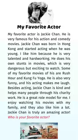 Topic 230: my favorite actor #learnenglish #englishstories #englishteacher #learnenglishdaily #english #dreamenglishstories #dailystories 