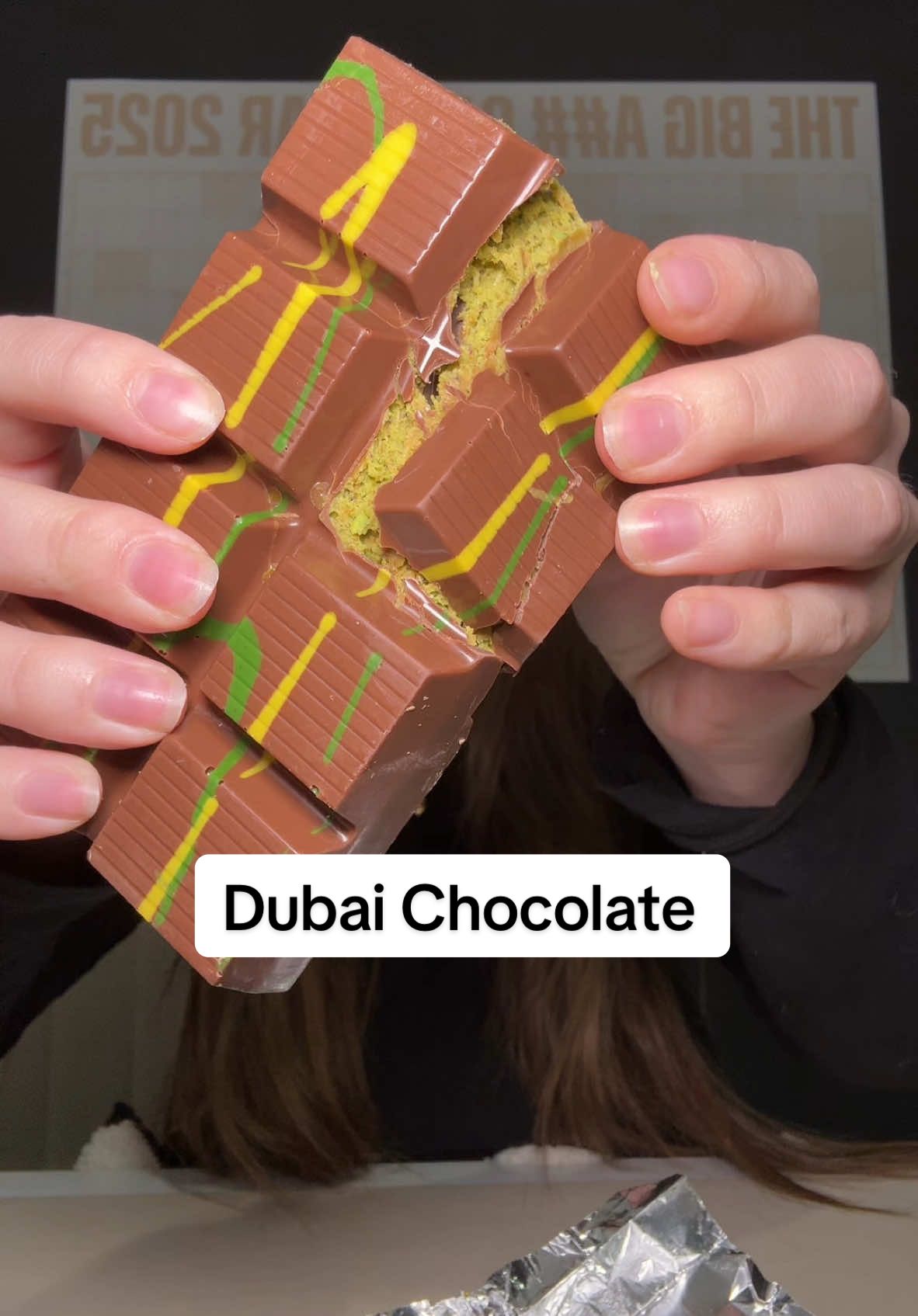 The flavor of this dubai chocolate was one of the best ones I’ve tried. The actual chocolate tasted really good it had a hazelnut undertaste and the pistachio filling was very flavorful as well. 100% recommend trying if you havent.  #dubaichocolate #dubaichocolatebar #chocolate #TikTokShopYearEndSale #TikTokShopHolidayHaul #TikTokShopCreatorPicks #newyearnewaura #mademyyear 