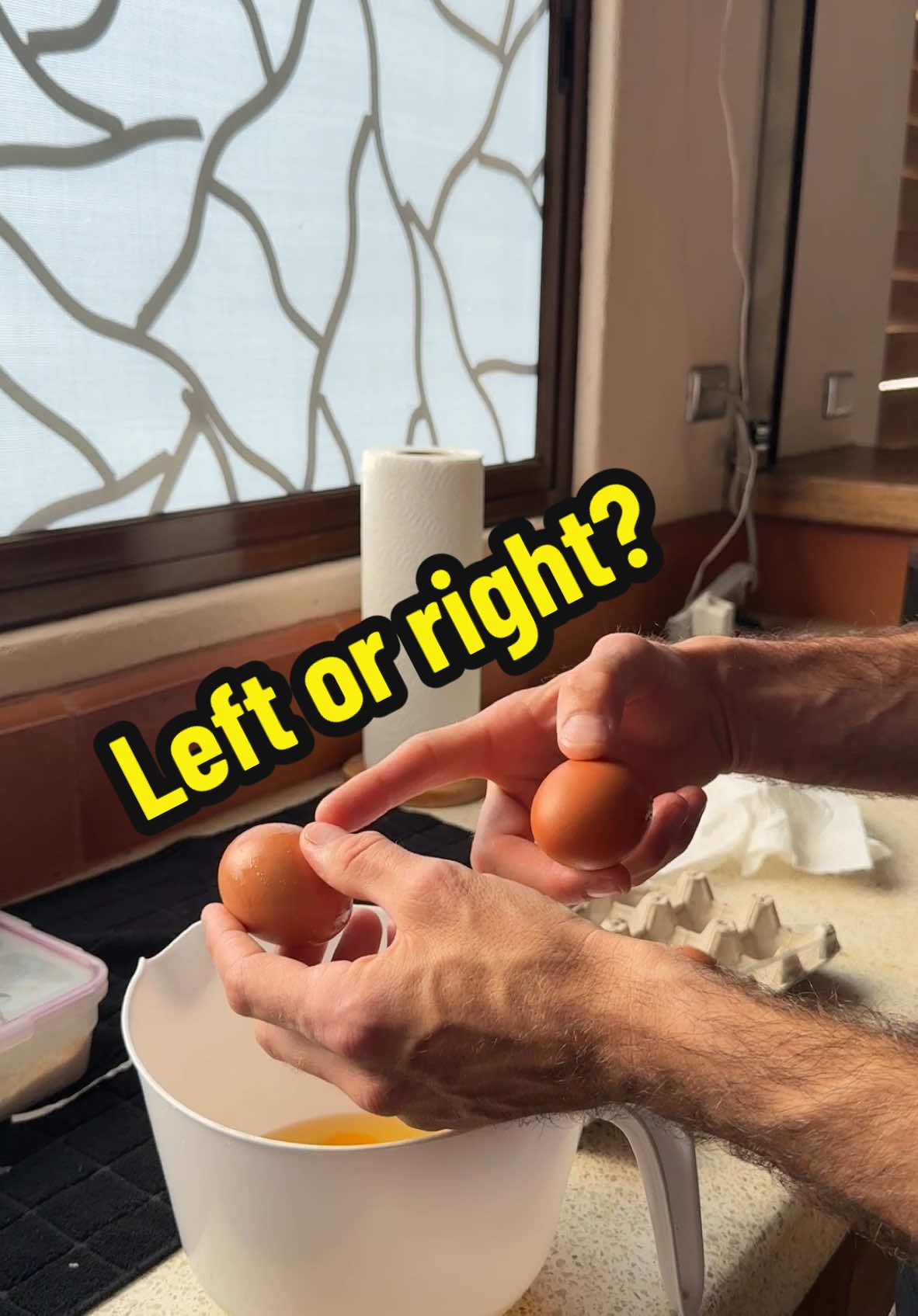 Which egg do you think will crack next? Left OR right? #eggs #leftorright #egg 