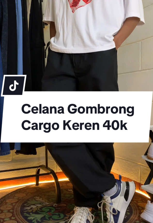 Celana gombrong cargo sekeren ini harga 40k, cek dikeranjang kuning #celanacargo #cargopants #celanagombrong #celanapria 