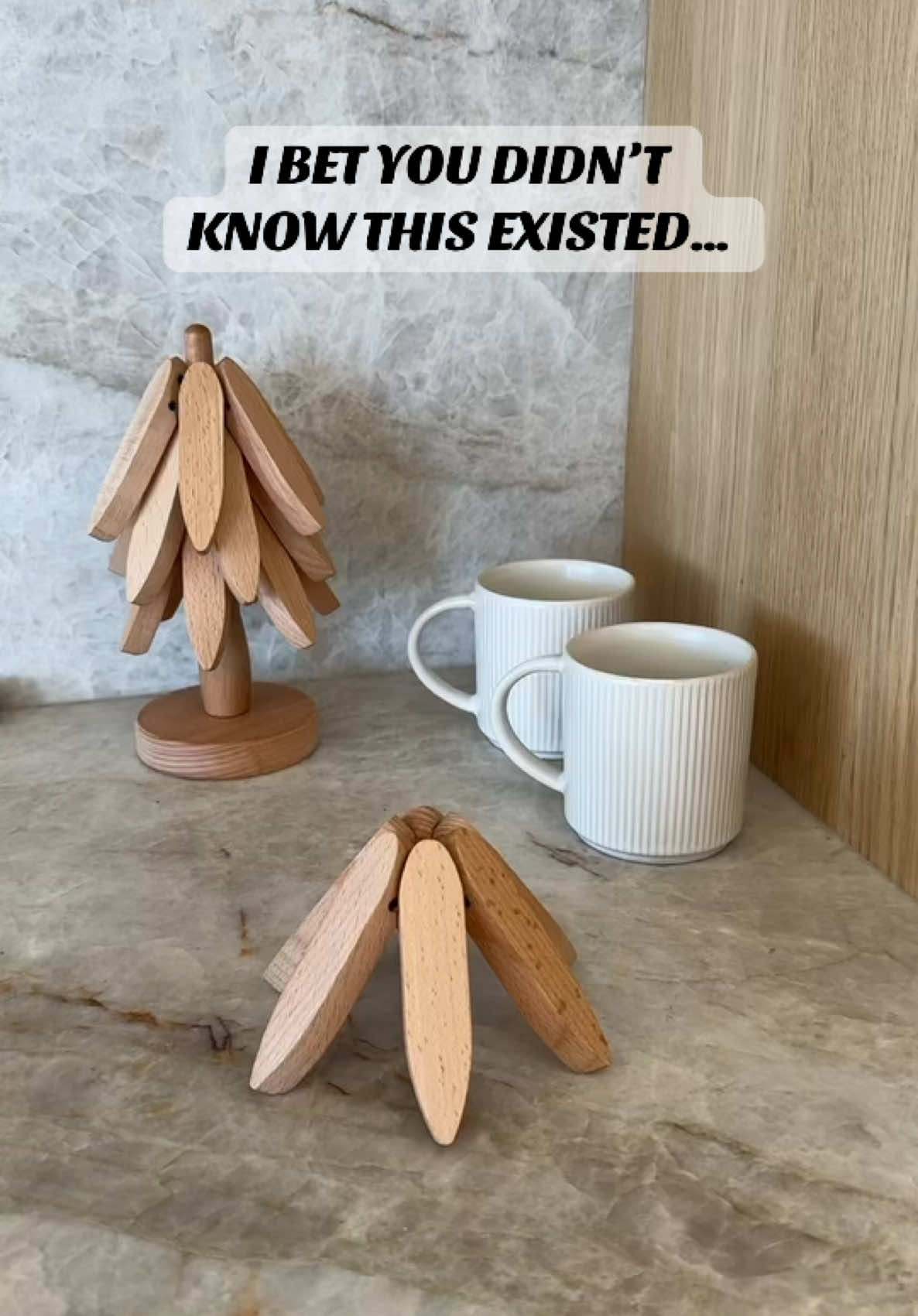 All products are linked in my bio 🔗 Trending tree coasters the perfect gift idea! 🎄 Wooden Trivets for Hot Dishes, Tree Shape Trivet Set,  4 + 1 Stand (Beech Wood）Also comes in other dark wood options