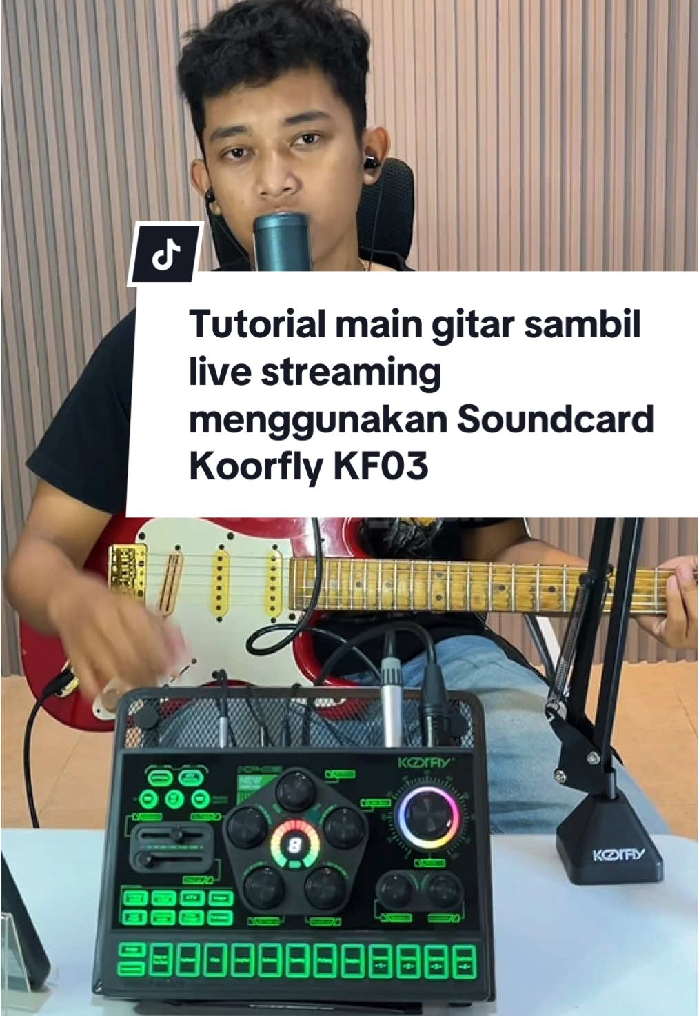 Tutorial main gitar sambil live streaming menggunakan Soundcard Koorfly KF03 #soundcard #koorflykf03 
