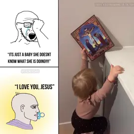 Cute baby✝️🗿 ‘Let the little children come to me, and do not hinder them, for the kingdom of God belongs to such as these.’ Mark 10:13-16❗️ God bless this kid! #viral #jesus #christian #fy #trend #explore #cute #wholesome #kids 