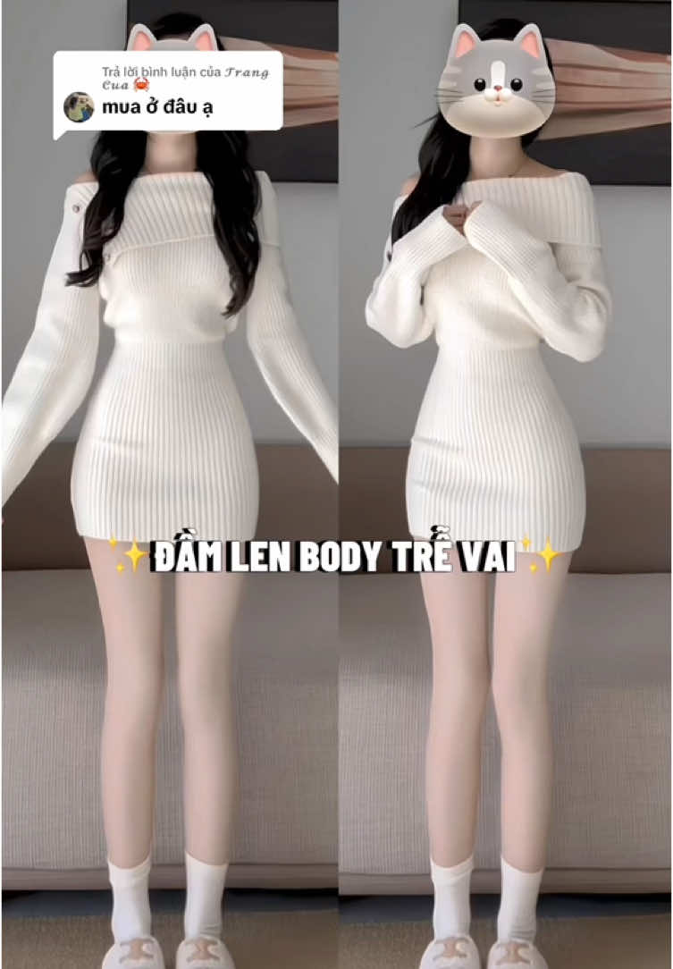Đầm len body trễ vai siêu xinh cho mấy bà mặc mùa đông nèee 😍😍#damlentrevaibody #damlen #doxinhmoingay #xuhuong  #xh 