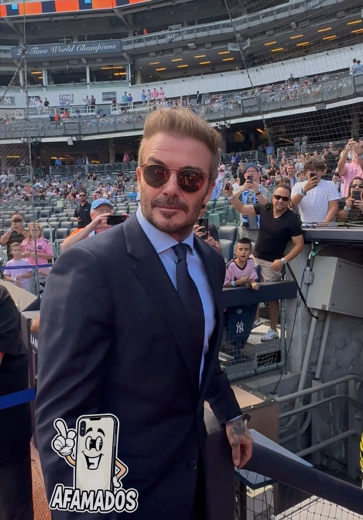 David Beckham presidente del inter de miami, presente en el Yankee Stadium de NY