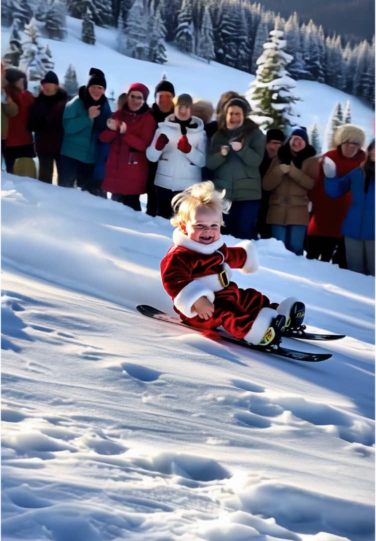 Fun baby on the snow. #baby #snow #christmas #trendingvideo #aiart #kesfet #viral_video #fypp #wintervibes #ai 
