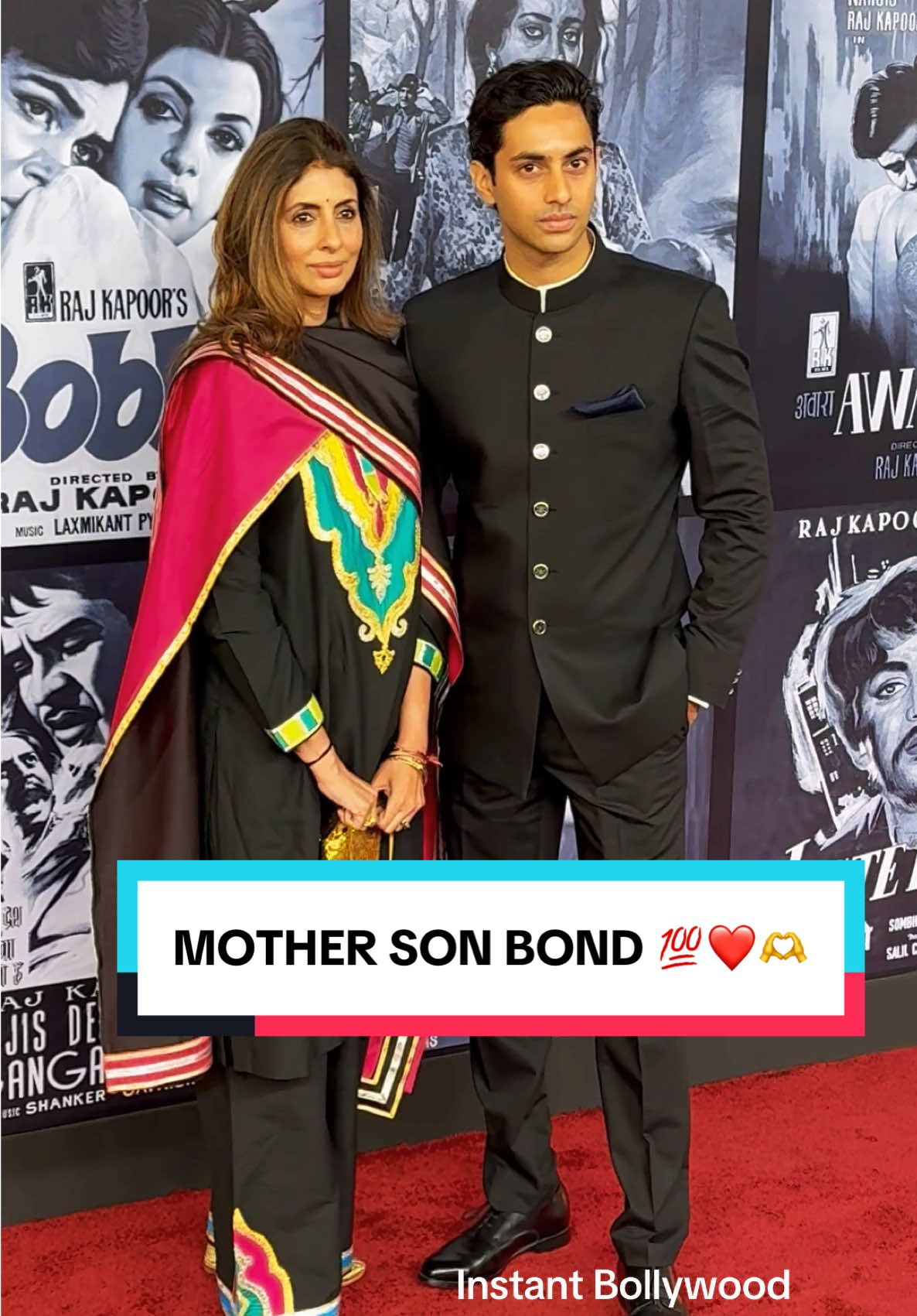 Mother Son Bond is Eternal is अनन्त ! Agastya Nanda with Mom Shweta Bachchan Nanda's walking had in Hand at Raj Kapoor 100 years Celebrations .  Agastya Namda is related to the Kapoors as their paternal grandmother, Ritu Nanda, is Raj Kapoor's daughter.  . . #instantbollywood #Agastya #agastyananda #ShwetaNanda #bollywood #motherSon 