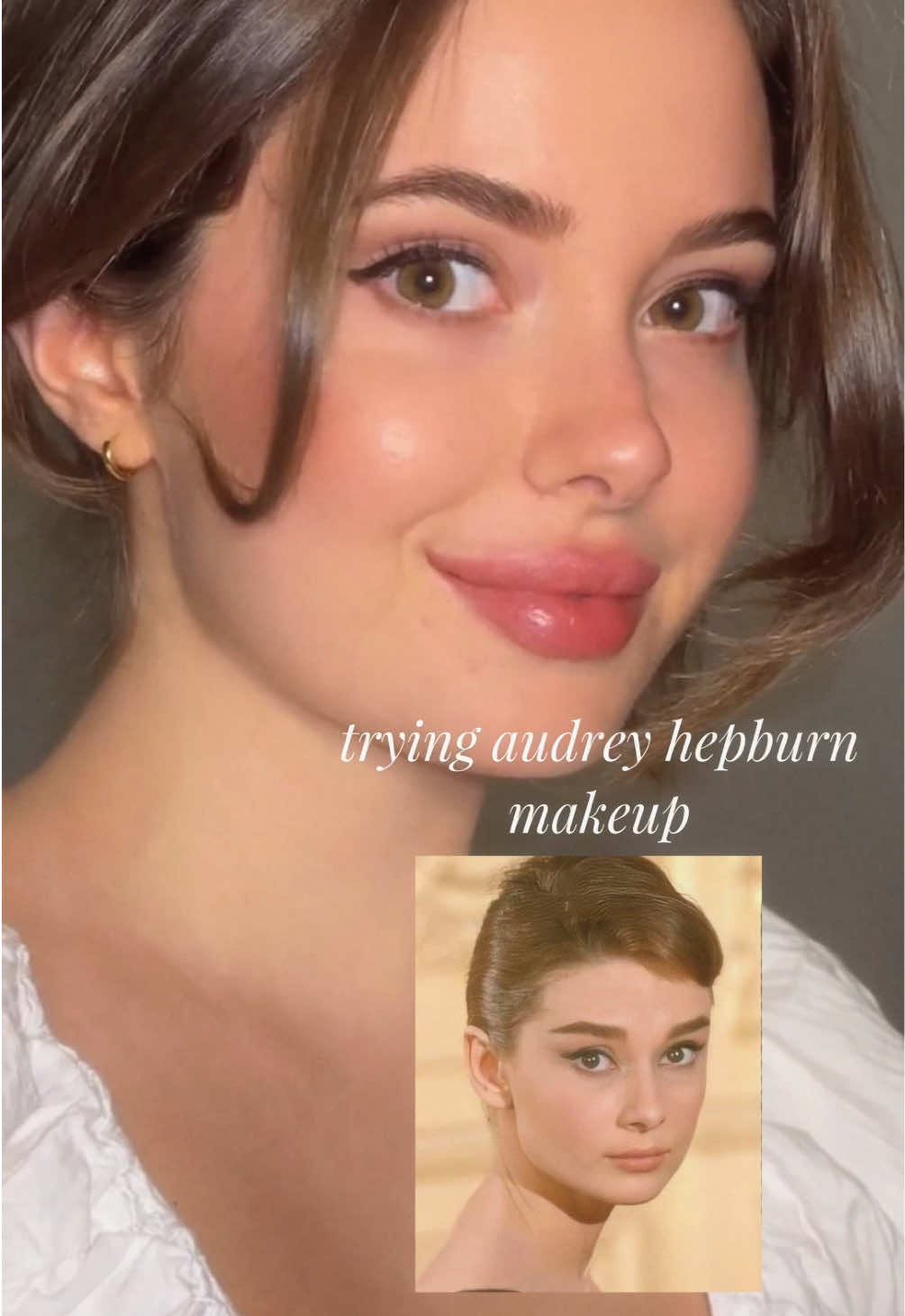 something inspired... trying different makeup styles until I find the best one for my kind of face 💌 #makeup #audreyhepburn #girlythings #vintage #browneyes 