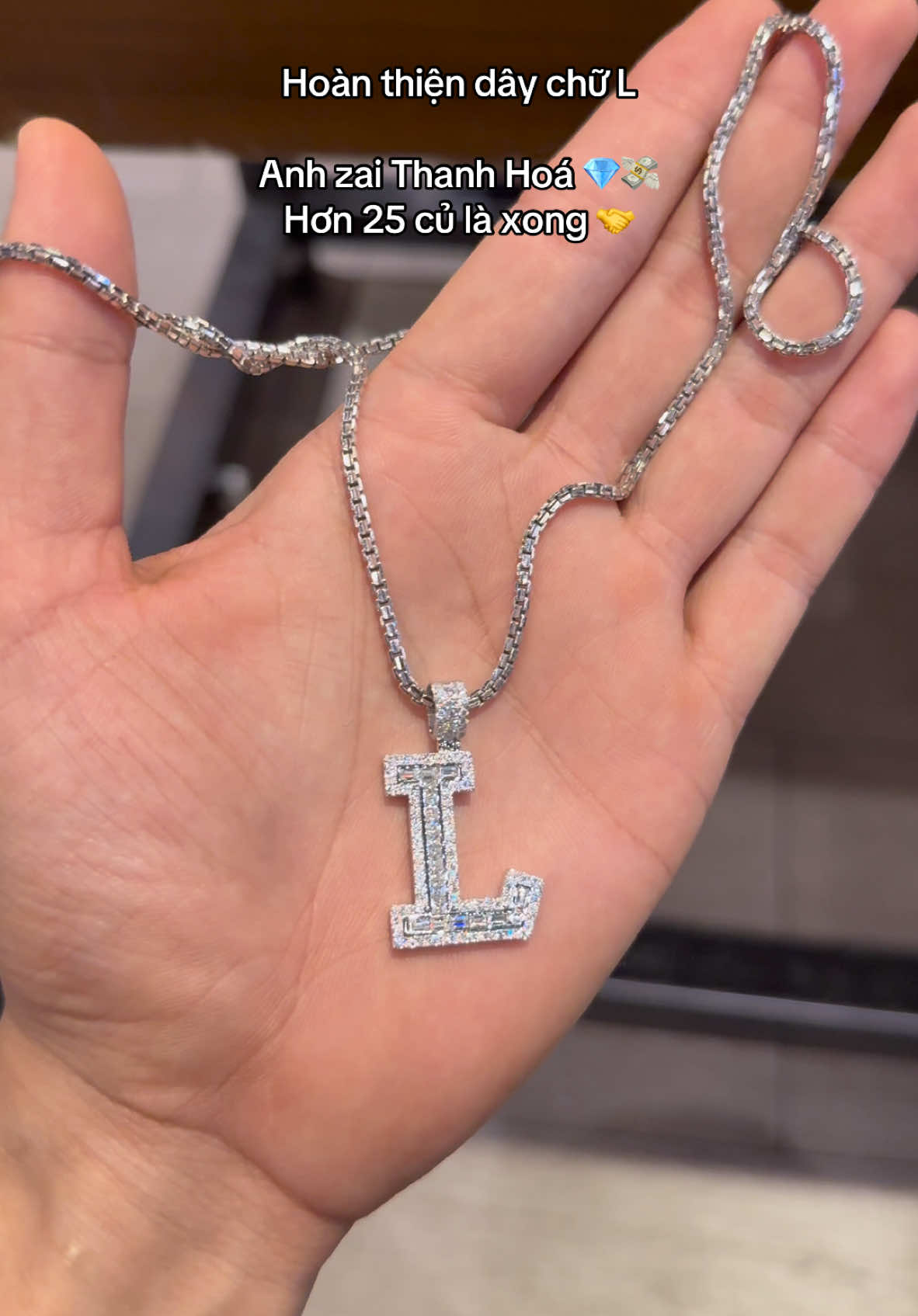 Dây chuyền mặt chữ L anh zai Thanh Hoá đã xong 💸🤝 #trangsuc #xuhuong #diamond #hungtrangsuc #fyppp #hungdiamond 