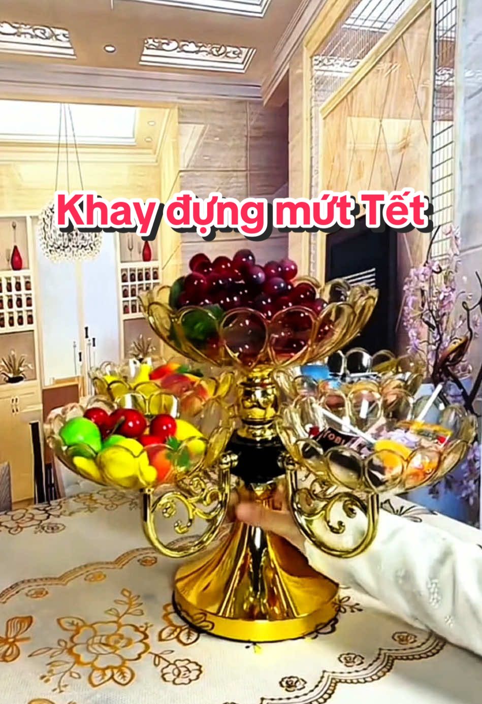 Khay đựng mứt Tết xoay 360 độ #khaydungmuttet #khaydungmuttetxoay360 #khaydungmuttet2tang #khaydungmuttethoasen #khaydungbanhkeo #giadungtienich 