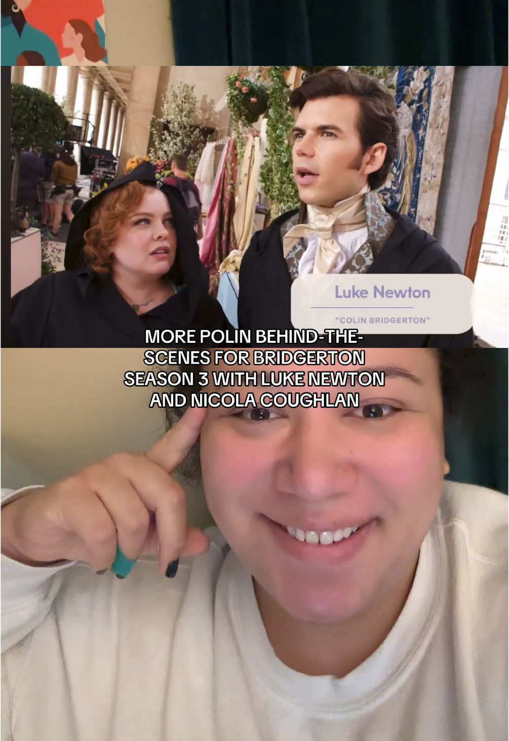 Loved this new BTS clip with #LukeNewton and #NicolaCoughlan for Bridgerton Season 3! It would be interesting to know how it gets decided when a location change is needed or needing to film something again. It’s interesting to see the behind-the-scenes versus the final product. #bridgerton #bridgertonnetflix #polin #colinbridgerton #penelopefeatherington #lukenewton #nicolacoughlan 