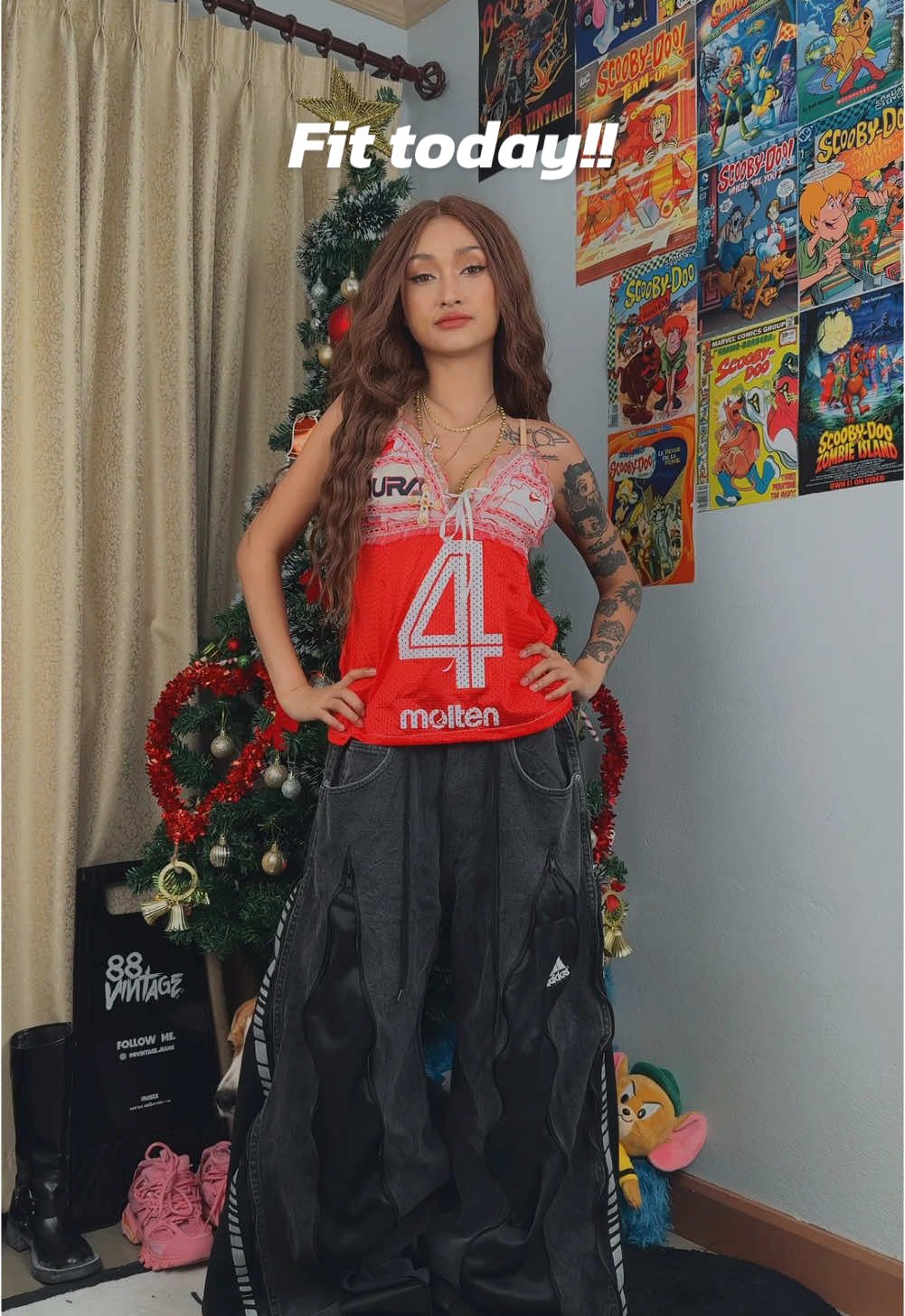 Fit today!! Remake top✨🫶🏻 สิ้นปี ต้นปี ชุดอย่าซ้ำ! 🤣❤️‍🔥 พิกัดชุด : 88vintage_store 🪼 #88วินเทจ #fashioninspo #streetwear #OOTD #คลาสแฟชั่น 