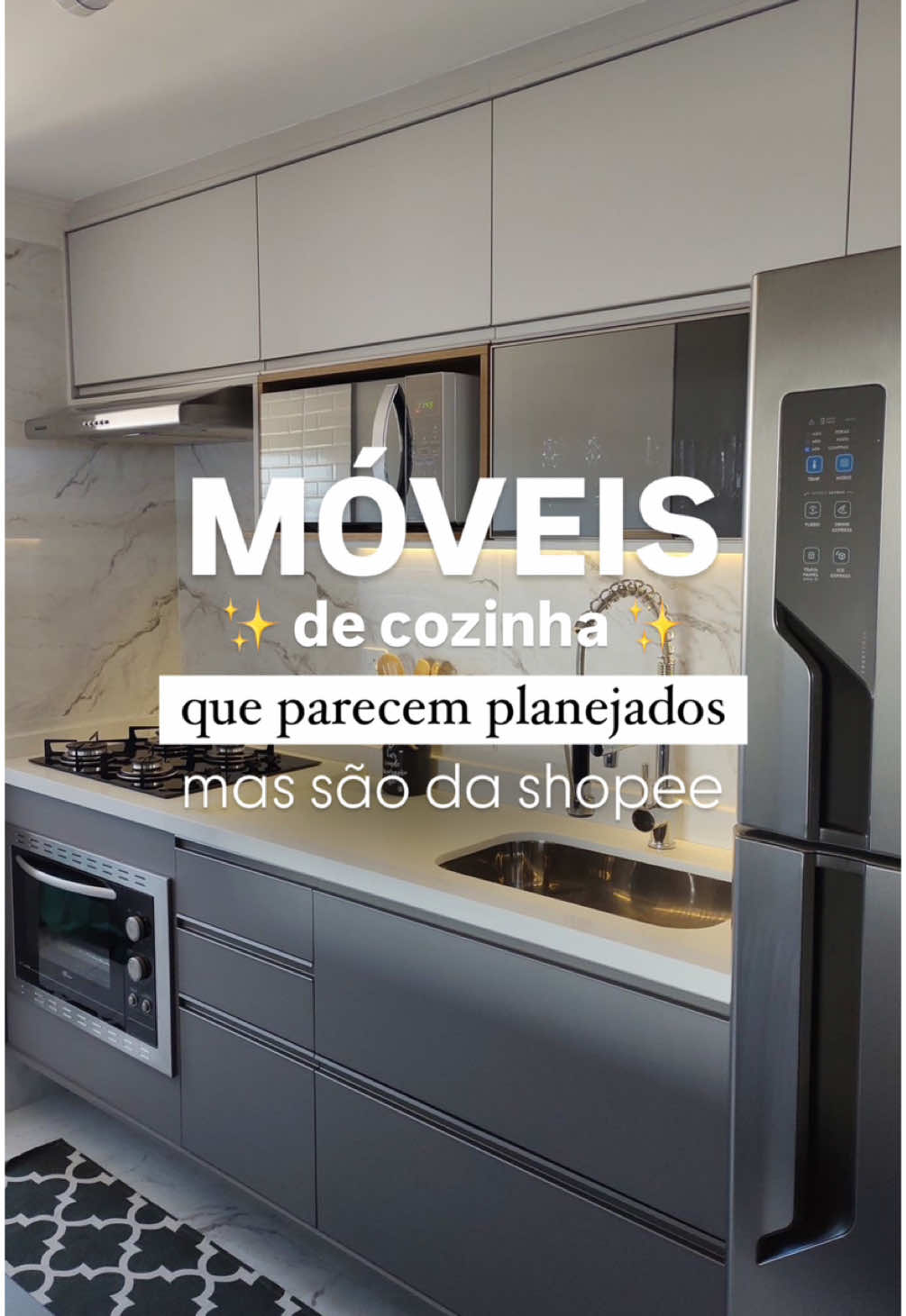 Cozinha que parece planejada na shopee! LINK NA BIO ✨ #cozinha #movel #cozinhaplanejada 