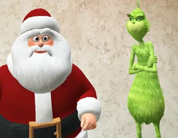 The Grinch and Santa Claus hitting each other 😂