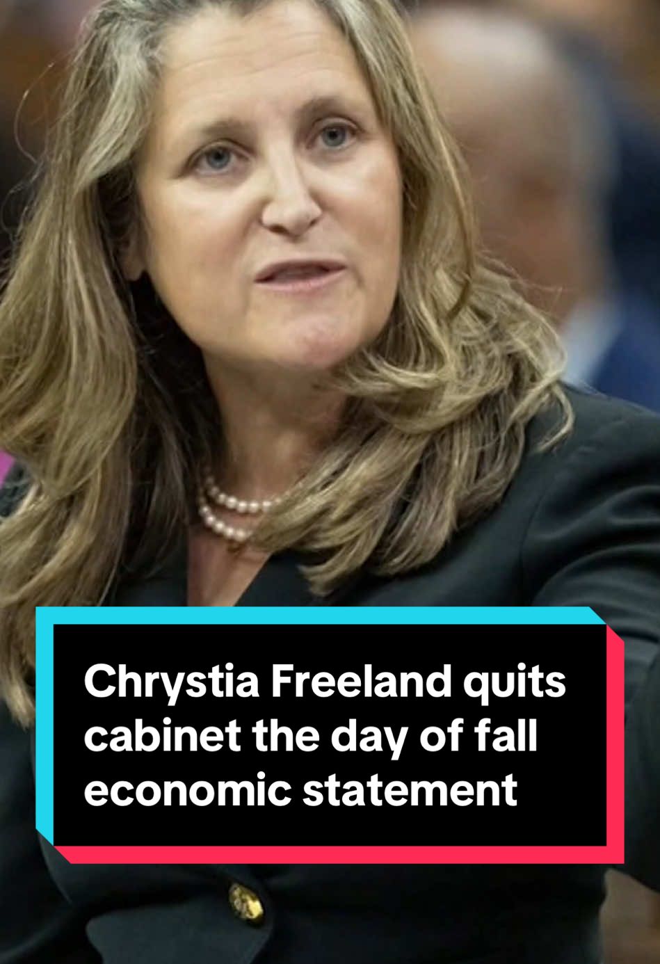 Chrystia Freeland quits cabinet the day of fall economic statement Deputy Prime Minister and Finance Minister Chrystia Freeland has announced she’s resigning from Prime Minister Justin Trudeau’s cabinet, after she says he told her he no longer wanted her in the top economic post. For more, go to CP24.com