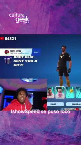El streamer #Speed #IshowSpeed, fanático de Cristiano Ronaldo, se enojó bastante cuando le regalaron las nuevas skins de Messi en Fortnite... pero al parecer, hacía falta un Messi para levantar la Corona 🤣🤣🤣