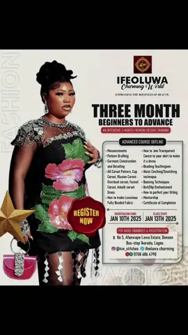 #CapCut  All in 1 3month class * 8 X How to source for luxury fabric How to pattern How to assemble your patterns How to embellish How to bead How to do fabrics placement How to achieve 3D/5D appliqué How to construct a luxury garment Come jazs me oo Registration on.... #wearicw_stitches #SewWithMe #FashionDesignerLife #fashionacademy #fashiondesignerinlagos 