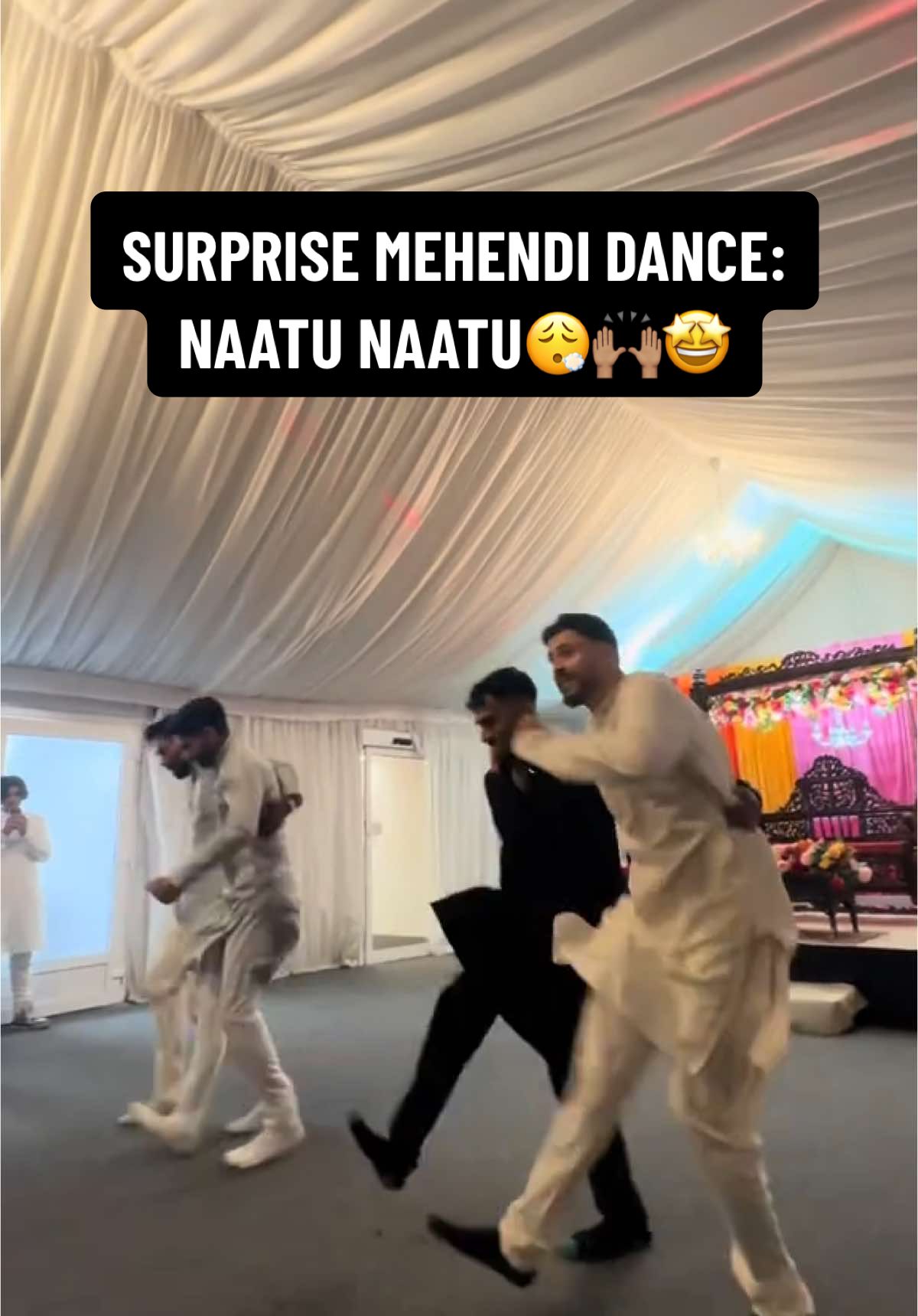 the one surprise of the TEN dances that were prepped for mehendi night😮‍💨 #naatunaatu #fyp #mehndidance #desidance #desiwedding #indianwedding #pakistaniwedding #browntiktok #weddingtok #mehndi #dance #foryou #fyppp  
