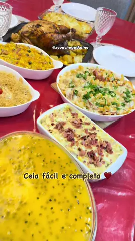 Rápida e fácil 😍❤️ Para o frango: Cebola Alho Pimentão Coloral Suco de uma laranja 1 colher de mostarda Pimenta calabresa Lemmon pepper Salsa desidratada  Chimichurri  Pimenta do reino Shoyu ( se usar sal não põe shoyu).. Para a sobremesa: 2 caixinhas de creme de leite  2 caixinhas de leite condensado  320 ml de suco concentrado de maracujá  2 xícaras de leite em pó Biscoito maisena chocolate Para a calda: 100 ml de água 150 ml de suco concentrado  1 colher de amido de milho 2 colheres de açúcar Polpa do maracujá  Salada de batata: Batatas cozidas Ovos cozidos Cebola picada Bacon frito 1 colher de mostarda Suco de 1 milhão Cebolinha a gosto Alho frito Maionese Farofa: Bacon Linguiça calabresa  Alho Cebola Sal Cenoura Milho Ervilha Uva passa Cheiro verde  Farinha de milho ou de mandioca  Arroz de forno:  Manteiga Alho Cebola Cenoura ralada Frango desfiado Milho Ervilha Pimenta do reino  Sal Salsa desidratada  Chimichurri  Páprica defumada  Arroz cozido Cheiro verde 1 pacote de queijo ralado  Queijo para gratinar Salpicão: Frango desfiado  Cenoura ralada Uva passas Bacon frito Ervilha Milho Maionese Creme de leite  Batata palha para decorar  Macarrão de forno: Alho Cebola Pimentão  Pimenta do reino  Pimenta calabresa  Sal Páprica Lemon pepper Chimichurri  Calabresa Ervilha Milho Molho de tomate Cheiro verde Queijo para gratinar #ceia #ceiadenatal 