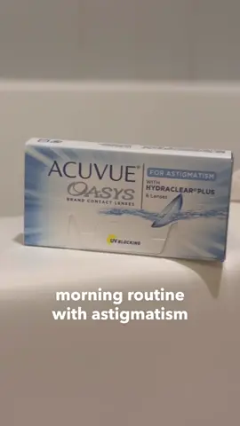 My consistent morning routine with my consistent contact lenses 😍 With ACUVUE® OASYS 2-Week for Astigmatism, I can spend my days focusing less on my astigmatism and more on my clear, stable vision. Ready to try the exceptional comfort and stability of ACUVUE® OASYS 2-Week for Astigmatism for yourself? Click the link in our bio to try them for FREE* and elevate your mornings with a clear vision of the day ahead. For Important Safety Info, See Link in Bio *Free trial contact lenses available only from participating eye care professionals. Exam and fitting fees not included. #Helps protect against transmission of harmful UV radiation to the cornea and into the eye. WARNING: UV-absorbing contact lenses are NOT substitutes for protective UV -absorbing eyewear such as UV-absorbing goggles or sunglasses because they do not completely cover the eye and surrounding area. You should continue to use UV -absorbing eyewear as directed. NOTE: Long-term exposure to UV radiation is one of the risk factors associated with cataracts. Exposure is based on a number of factors such as environmental conditions (altitude, geography, cloud cover) and personal factors (extent and nature of outdoor activities). UV-blocking contact lenses help provide protection against harmful UV radiation. However, clinical studies have not been done to demonstrate that wearing UV-blocking contact lenses reduces the risk of developing cataracts or other eye disorders. Consult your eye care practitioner for more information.