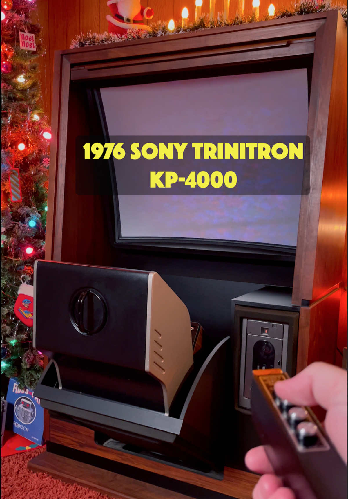 Watching Silent Night, Deadly Night on the 1976 Sony Trinitron KP-4000! This is a self-contained video projection system that is close to 50 years-old! That’s not something you see very often. . . . #vintagevideobasement #vintage #vintageelectronics #sony #trinitron #sonykp4000 #physicalmedia #betamax #silentnightdeadlynight #christmas #merrychristmas #happyholidays #santa #santaclaus #vhs #vcr #crt #crttv #70s #70saesthetic #70svintage #70sdecor #80s #80shorror #80smovies #asmr #hometheaters 
