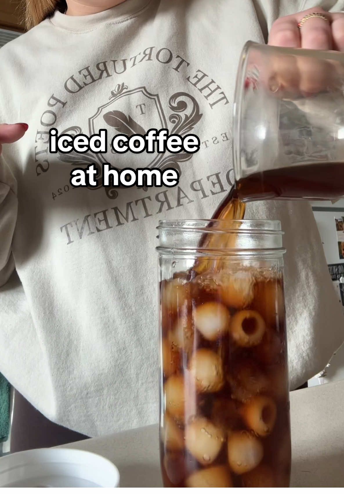 easy and yummy. hopefully i can get my normal creamer soon😭 #athomeicedcoffee #icedcoffeeathome #icedcoffee #coffeetiktok 