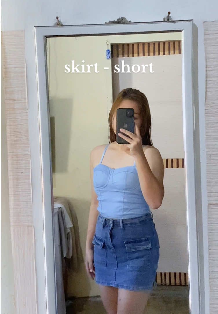 Stretchable Skirt Short. Denim Skort. #denimskirt #skort #fyp #denim 