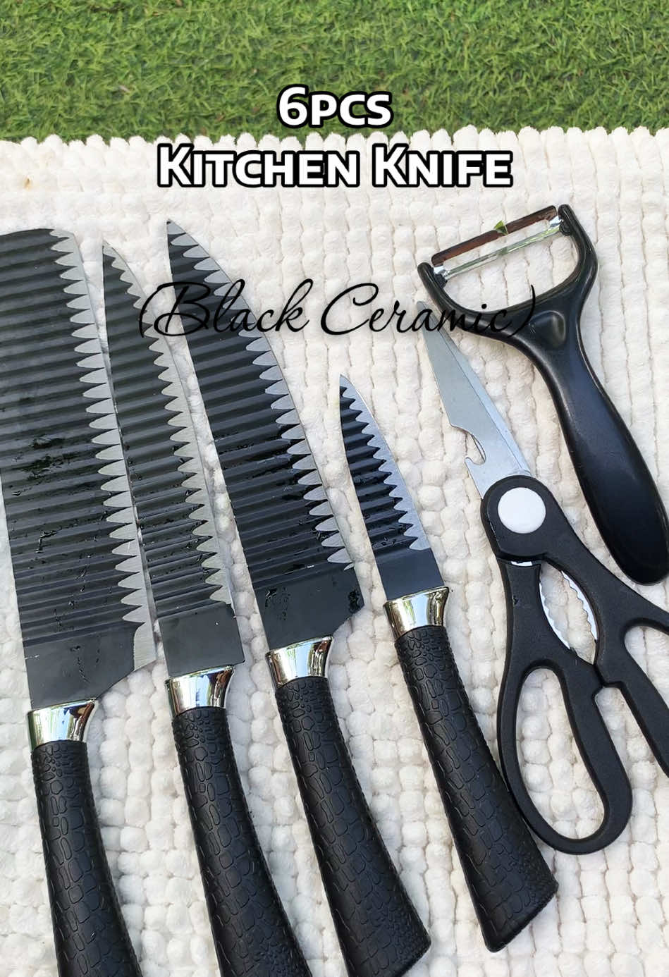 6pcs Black/Colored Ceramic Knife set #knifeset #blackceramicknifeset #KitchenHacks #kitchenknife #knives #kitchenware 