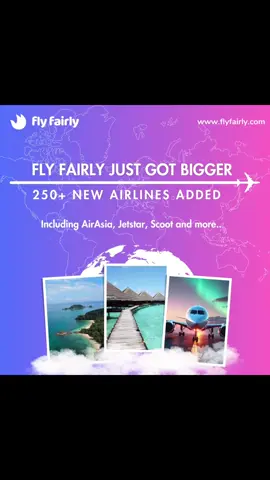 🌍✈️ FLY FAIRLY JUST GOT BIGGER! 🎉 250+ NEW AIRLINES are now on board! Including your favorites like AirAsia, Jetstar, Scoot, and many more. More airlines = more destinations = more reasons to pack your bags! 🏝️ ✨ Need flexibility? We’ve got you! Book now and Fly Fairly with our Buy Now, Pay Later options. Travel now, and pay at your own pace! 💳 Ready to take off? 🚀 Book now at https://tinyurl.com/y693s5ww 🛫 Follow us for the latest updates, deals, and travel inspiration! 🌟 #FlyFairly #TravelFreely #PayFlexibly #Wanderlust #wunderlust #fyp #TravelDreams #exploretheworld #TravelSmarter #FlexiblePayments #AffordableTravel #TravelWithoutLimits #BuyNowPayLater #AdventureAwaits #budgettravel #travel #traveltiktok 
