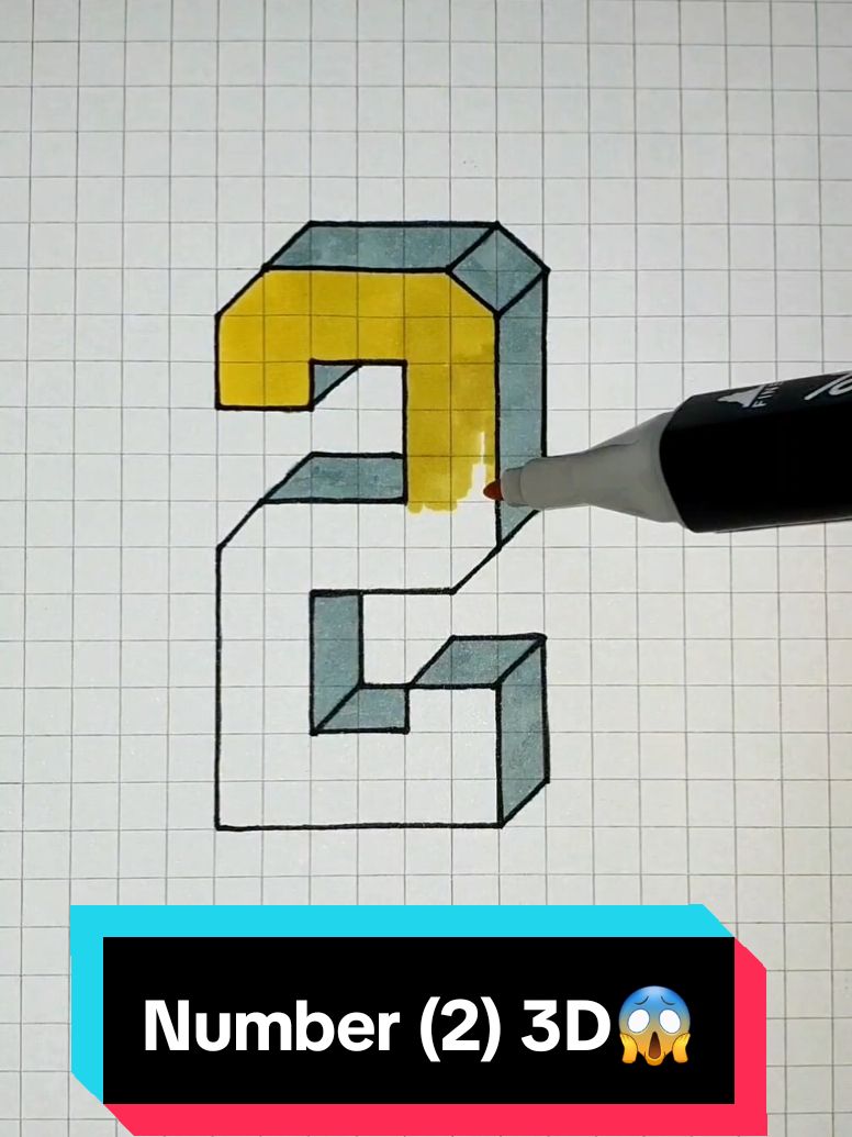 3D Number (2) Real Illusion 😱 #realistic #incredible #amazing #3d #3dprinting #3danimation #tranding #fyppp #up #crazy #hawtodo #picture #realpicture #magic #creative #creation #3ddrawing #viral_video #viralvideotiktok #tik_tok 