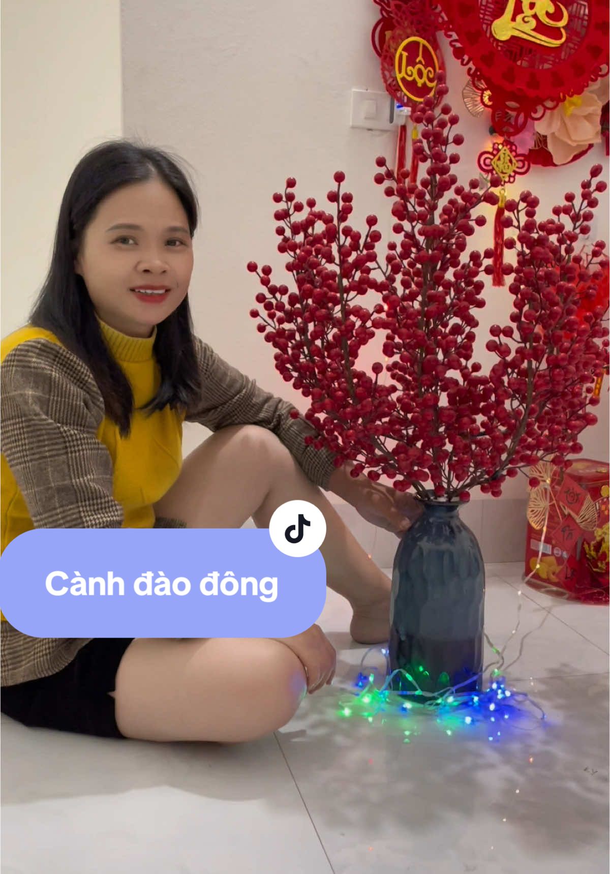 Cành đào đông màu đỏ mang tài Lộc may mắn cả năm #giadinhnhatho98 #xuhuong #tet #tet2025 #trangtri #trangtrinhacua #trangtritet #daodong 