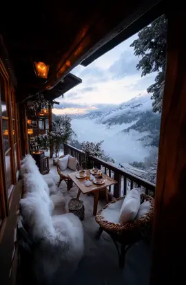 Description: Imagine the perfect cozy balcony: heavy snowfall outside, a stunning landscape view, two chairs, a table, and delicious food waiting to be enjoyed. A peaceful winter paradise to relax and unwind. ❄️✨ Hashtags: #CozyVibes #Snowfall #WinterWonderland #CozyBalcony #SereneViews #SnowyLandscape #PeacefulMoments #ChillAtmosphere #WinterEscape #BeautyExplorer