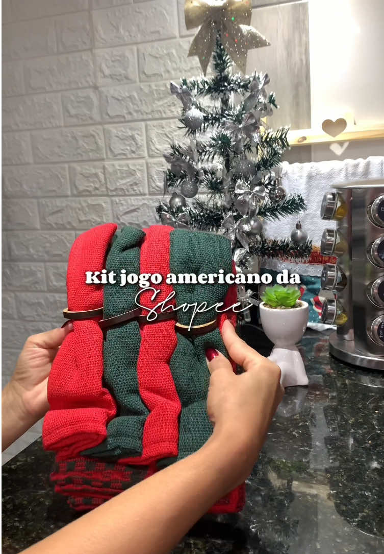 Kit jogo americano baratinho da shopee🎄🎅 #shopee #shopeebrasil #natal #fy 