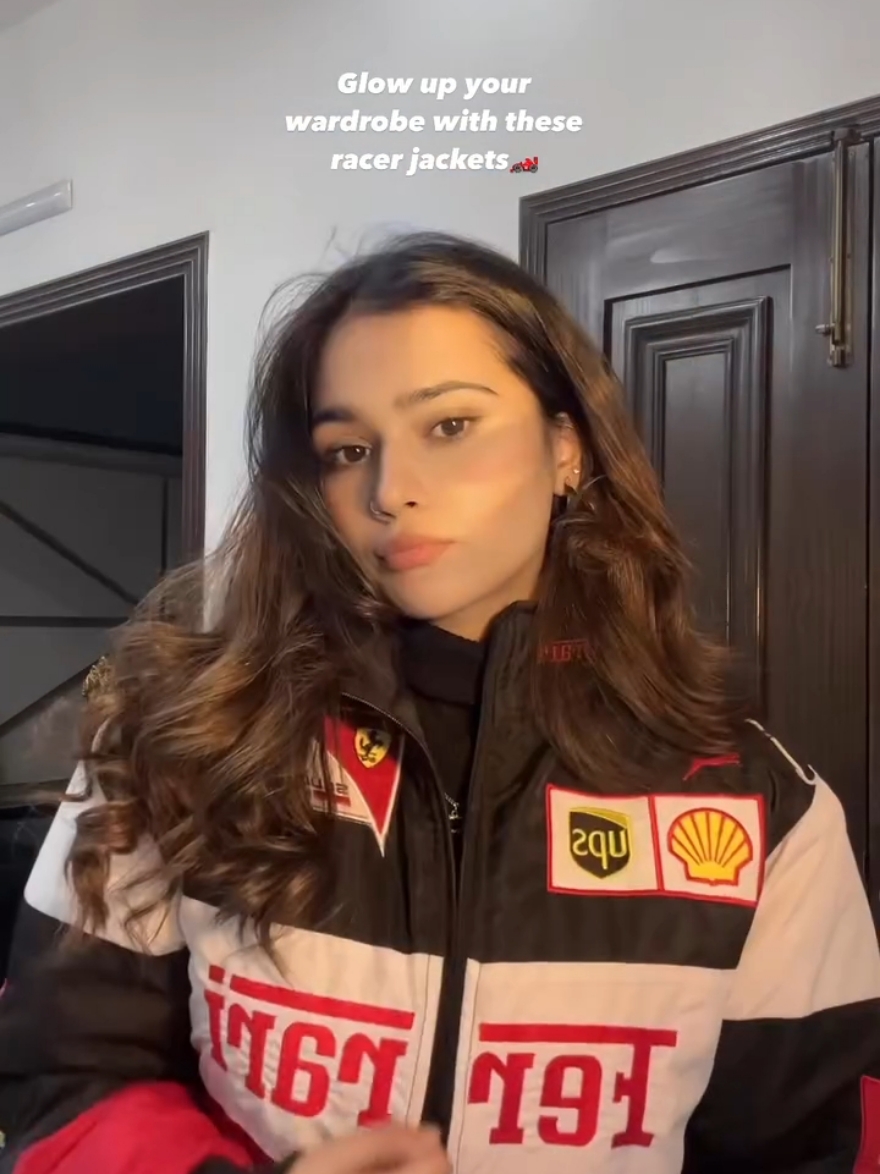 Shop these racer jackets from our page.  #f1 #formula1 #ferrari #redbullracing #f1memes #grandprix #mercedesamg #mclaren #maxverstappen #lewishamilton #charlesleclerc #carlossainz #f1jacket #ferrarijacket #streetwear #casualwear #clothing #winter #jacket #retrowear #vintage #fashion #fyp #explore