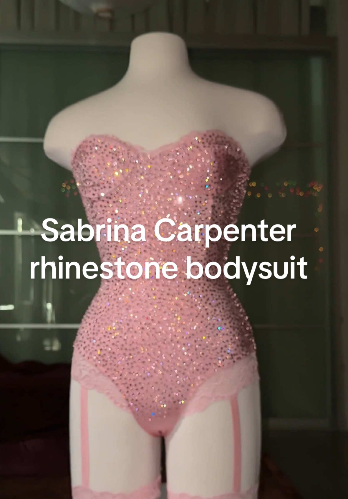 Rhinestone a Sabrina Carpenter inspired pink bodysuit for Christine 