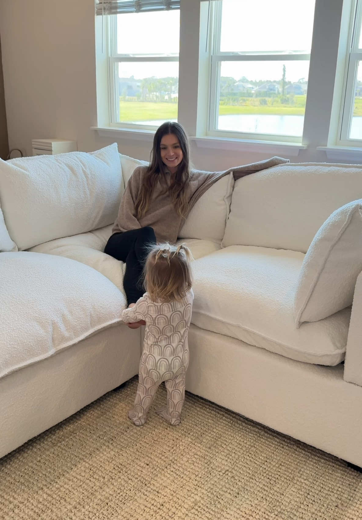 Major room transformation! Including my dream WHITE couch! Yes you heard that right. This sectional feels like a cloud and is stain resistant. This is an @Albany Park sectional. The whole family can enjoy it and even our pets. We don't have to worry about stains & liquids they wipe right off and the cushion covers are machine washable, pet friendly with sustainable textiles to choose from. I am so happy with this room Mason did AMAZING! #MyAlbanyPark #sponsored 