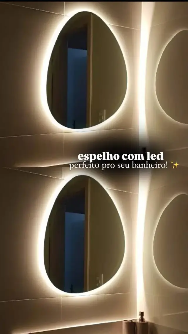 Espelho Orgânico Gigante Com Led S/ Fio Pilha Luz Fria Ou Luz Quente amarela #achados #achadosshopee #achadinhos #achadinhosdashopee #espelho #led #semfio 