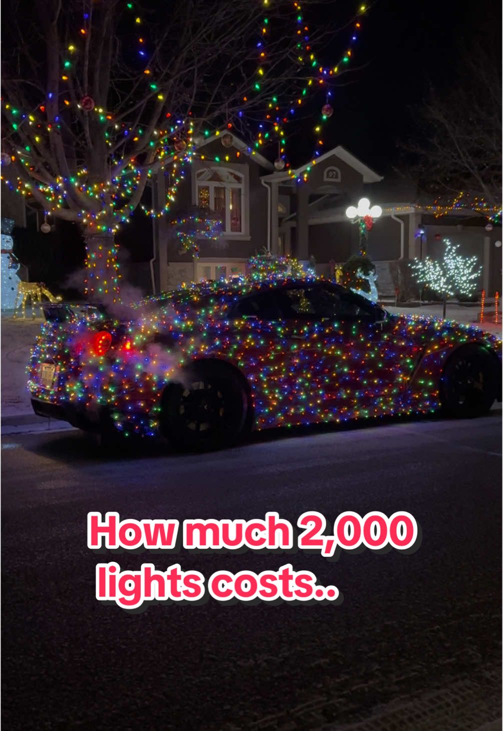 How much it costs to put 2,000 christmas lights on your car! #christmas #cartok #cars #gtr #nissangtr 