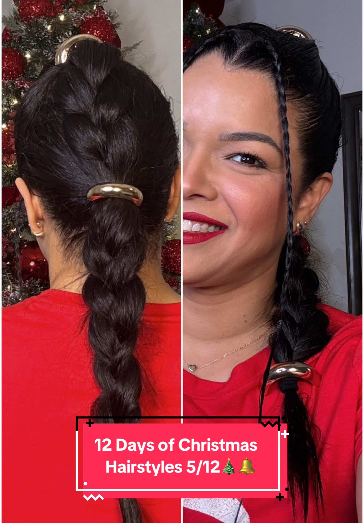 5/12 Days of Christmas Hairstyles🎄🔔 #hairstylestutorial #christmashairstyles #peinadosparanavidad #12diasdepeinados 