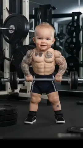 The Strongest Toddler in the World! #BabyBodybuilder #StrongToddler #TattooedKid #TinyMuscles #GymLife #FunnyScene #ImaginativeChild