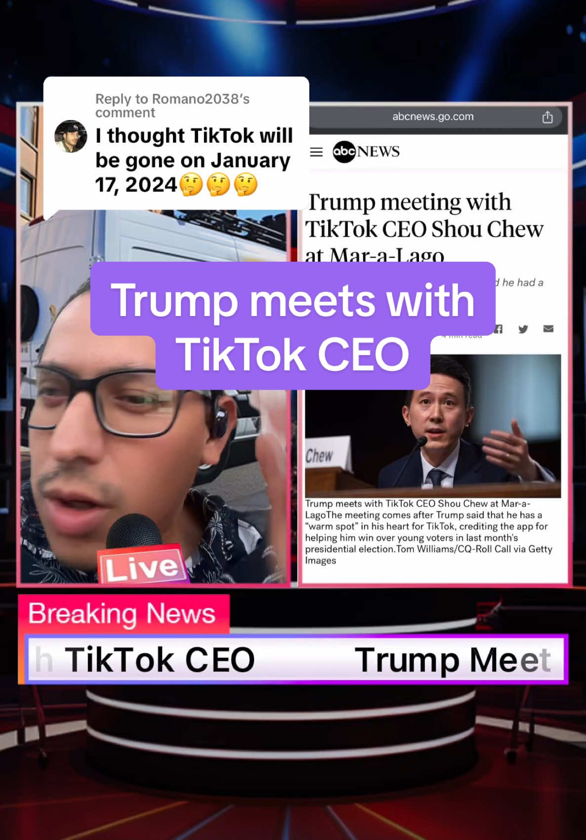 Replying to @Romano2038 Stay tuned for more updates by checking the tiktok search bar. #tiktokceo #tiktokban #breakingnews 