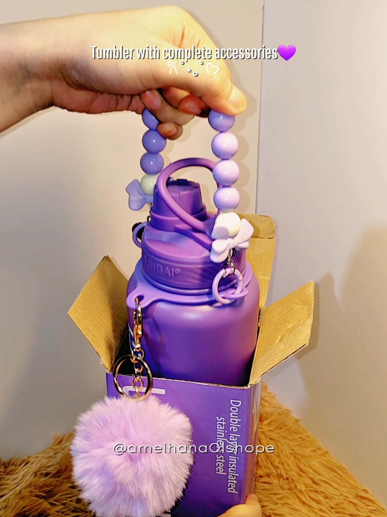 another gift ideas recommendation Linbai Flask with accessories✨️💜 #linbaiflask #tumbler #tumblerwithaccessories #waterbottle #amelhanashop 
