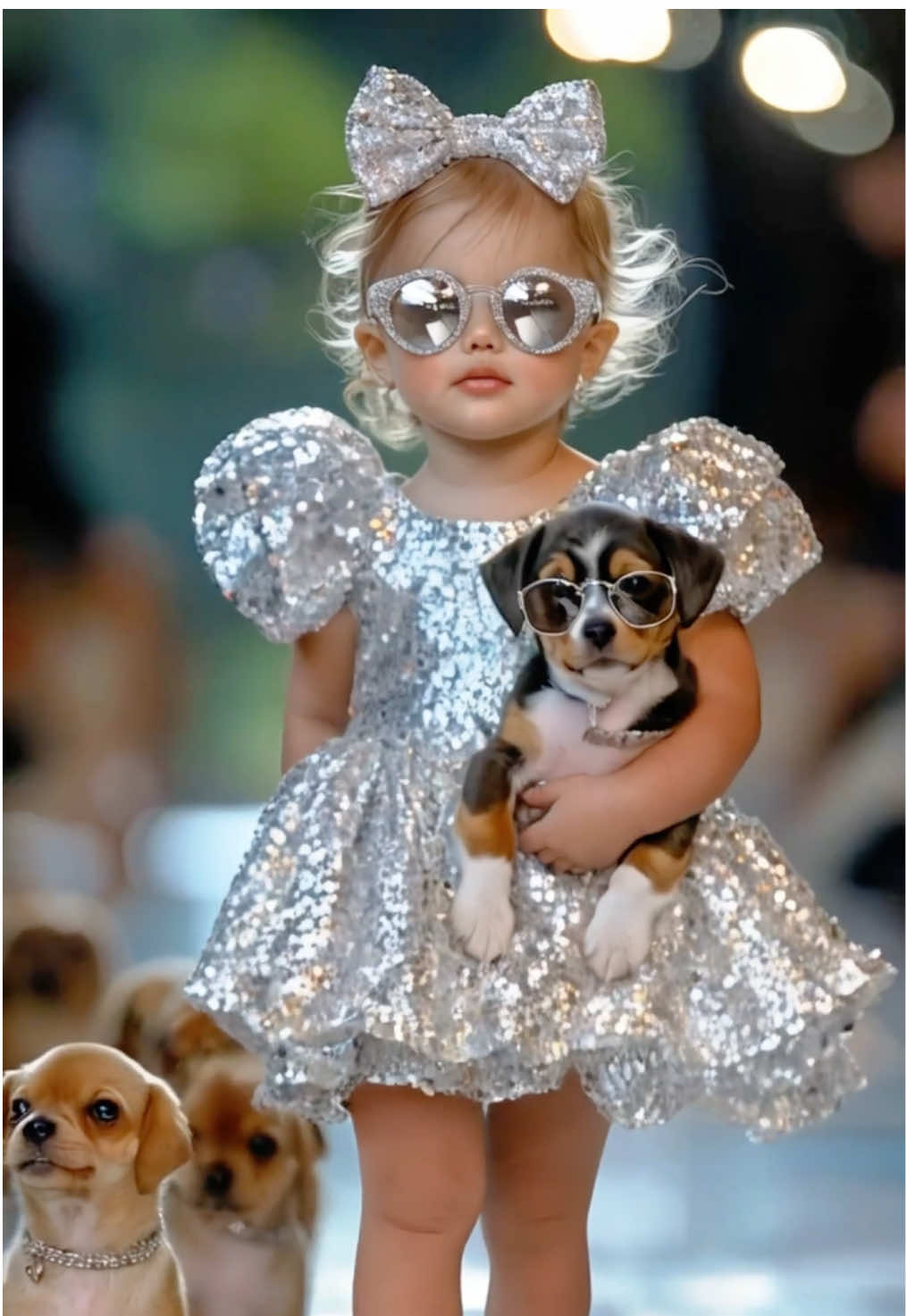 Adorable Baby and Animal Fashion Show🌷🐶 #baby #cutebaby #babyvideos #babydance #babyshorts #AI #Runway #fyp #viral #kawaii #BabyFashionShow #ForYou #bebe
