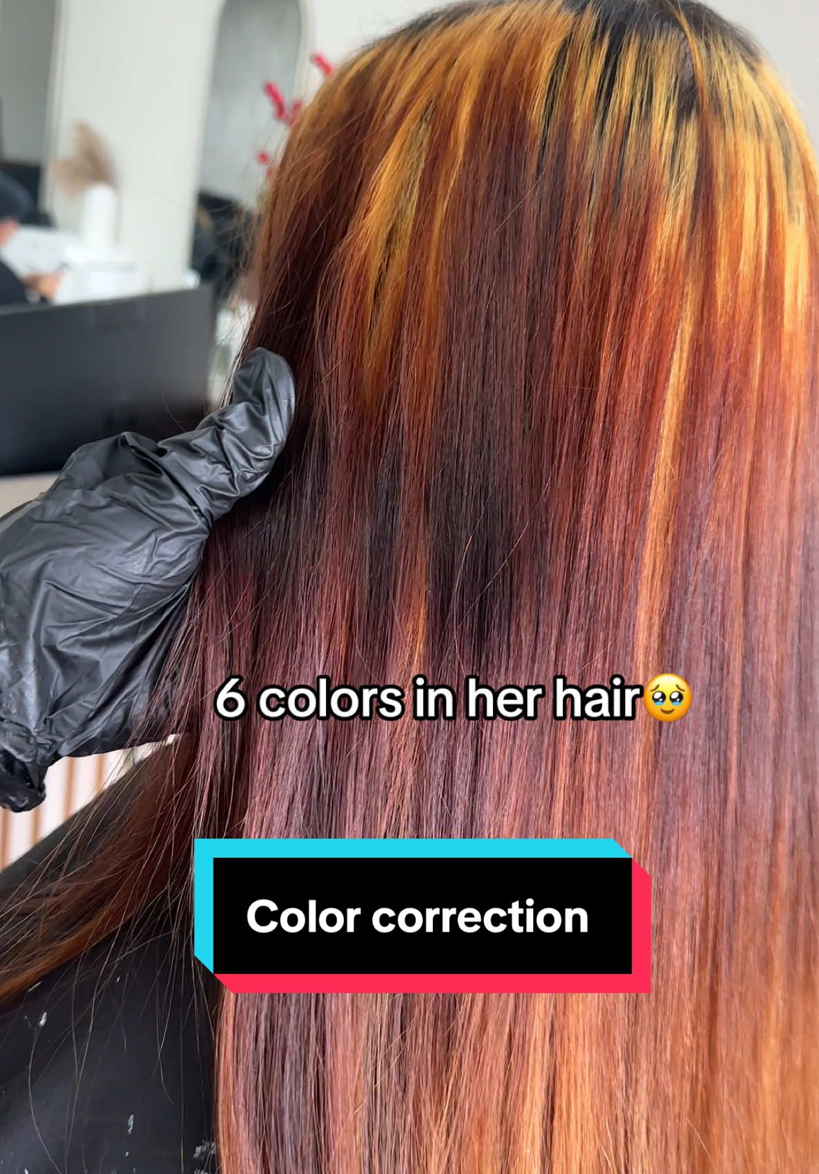 I love the challenge thou🥹🤎 her reaction was worth it!  #colorcorrection #boxdye #boxdyedhair #boxdyeremoval #winstonsalemhairstylist #winstonsalemcolorist #winstonsalem #hairstylist #hairsalonwinstonsalem #salemhairstylist #hairstylistnearme #nchairstylist #longhair #blowout #shorthair #hairstylist2024 #greensboro #charlotte #northcarolina #latinahair #latinahairstylist 