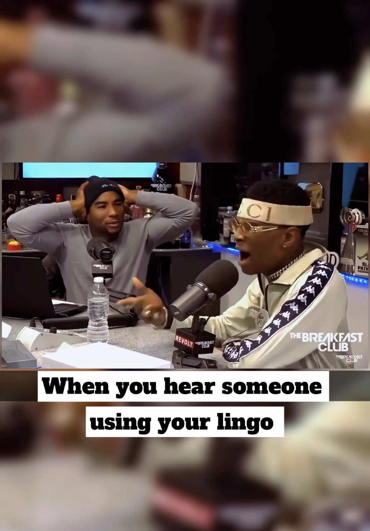WHEN SOMEONE COPIES YOUR LINGO 🗣️ #justaverageus #fyp #souljaboy #charlamagnethagod #thebreakfastclub @Soulja Boy (Draco) @LENARD. 