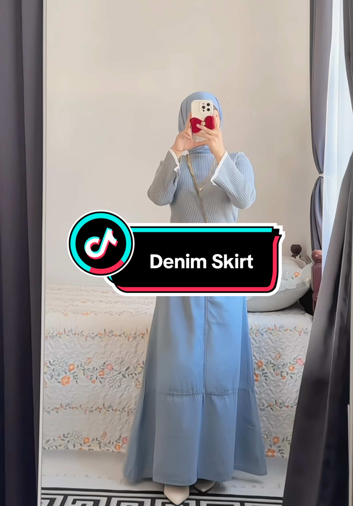 skirt denim kembang lawa selesa pakai #skirt #skirts #skirtoutfits #skirtjeans #skirtdenim #denimskirt #denimskirtoutfit 