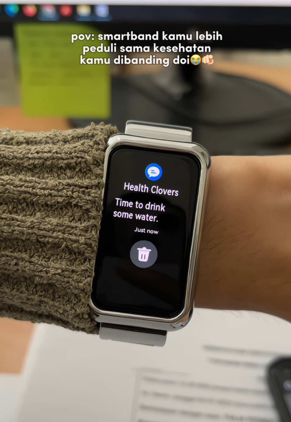 minum, berdiri, waktunya tidur, waktunya datang bulan semua diingetin sama huawei band 9, hidup sehat banget punya ini 🥹 #foryou #fyp 