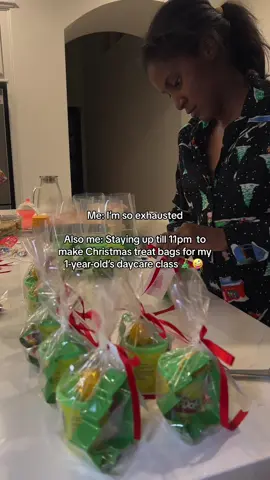 Every daycare needs an over-the-top parent. I didn’t choose this life; it chose me 🤷🏾‍♀️ But how cute are these treat bags for my daugther’s daycare holiday party!  #MomsofTikTok #toddlermom #daycaremom 